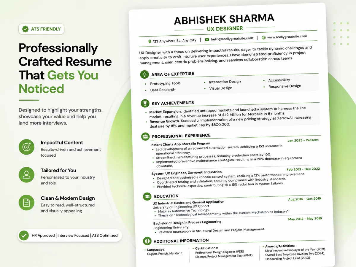 ATS friendly resume design showcase by Rancove