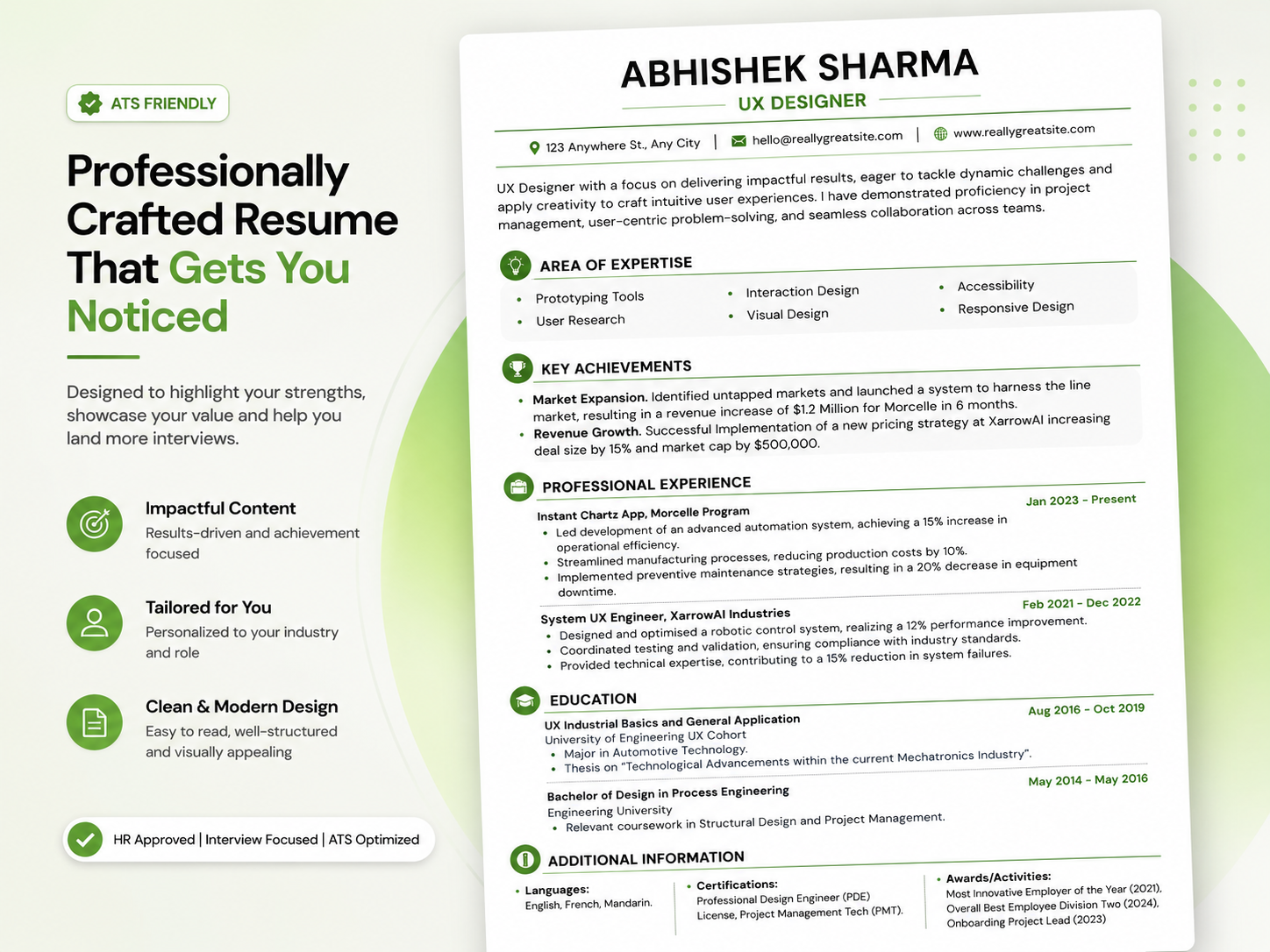 ATS friendly resume design showcase by Rancove